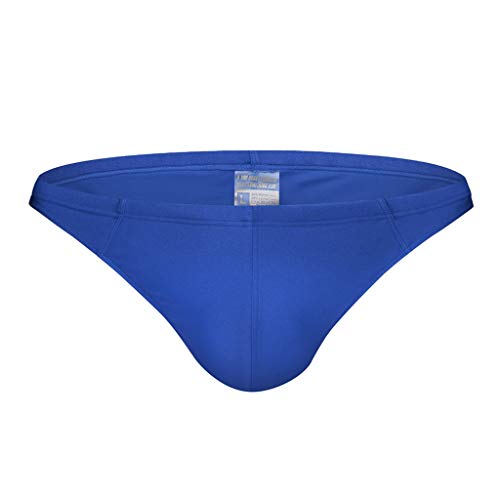 Celucke Badeslip Herren Enge Badehose Kurze Schwimmhose Kordelzug Stretch Badestring Männer Slips Badeshorts Bademode Schwimmshorts Schnelltrocknend String Tanga Sommer Shorts (Blau, L) von Celucke