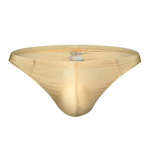 Celucke Badeslip Herren Enge Badehose Kurze Schwimmhose Kordelzug Stretch Badestring Männer Slips Badeshorts Bademode Schwimmshorts Schnelltrocknend String Tanga Sommer Shorts (Gold, XL) von Celucke