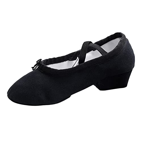 Celucke Ballettschuhe Damen Balettschlappen Dehnbar Ballettschläppchen Tanzschuhe Canvas Mesh Splicing Ballet Schuhe Balerinaschuhe Gymnastikschuhe Trainingsschuhe Ballettschuhe mit Weicher Sohle von Celucke