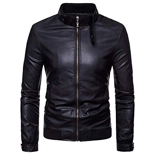 Celucke Biker Jacke Herren Lederjack mit Hochgeschlossenes,Männer Winterjacke Herbst Winter Mode Slim Fit von Celucke