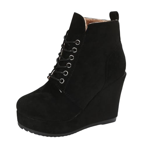 Celucke Boots Damen Stiefeletten Barfußschuhe Winter Moon Boots Gefüttert Winterschuhe Winterboots Stiefeletten Für Damen Boots Plateau Schuhe Retro Runde Zehe Kurzstiefel Stiefel von Celucke