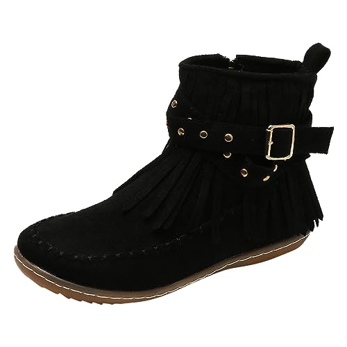 Celucke Boots Damen Stiefeletten Barfußschuhe Winter Moon Boots Schlupfstiefel Stiefelette Kurze Gummistiefel Cowboy Herbstschuhe Chelsea Boots Schwarz Kurzstiefel Stiefel von Celucke