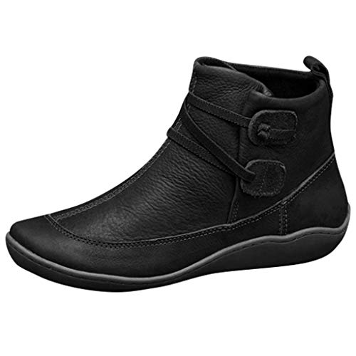 Celucke Boots Damen Stiefeletten Damenstiefel Schlupfstiefel Stiefelette Kurze Gummistiefel Boots Plateau Schuhe Retro Runde Zehe Kurzstiefel Stiefel von Celucke