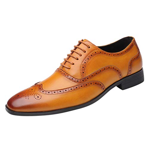 Celucke Budapester Herren Schnürhalbschuhe Lederschuhe Business-Halbschuh, Männer Anzugschuhe Oxford Derby Schuhe Business Schnürschuhe von Celucke