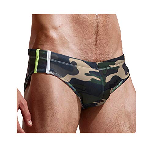 Celucke Camouflage Badehose Badeslip Herren Schwimmhose Männer Badeshorts Stretch Bademode Slips, Schnelltrocknend Schwimmshorts Kurze Badepants Sommer Shorts von Celucke