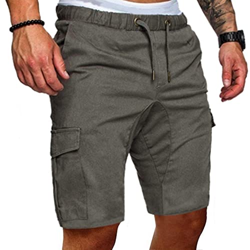 Celucke Cargo Jogger Hosen Herren Sweat Short Elastischer Bund Chinos Cargoshorts Männer Kurz Hose Sommer Bermuda Sweatpant Strand Urlaub Bequeme Atmungsaktives von Celucke