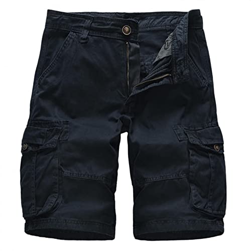 Celucke Cargo Shorts Herren Sommer Cargoshorts Kurze Cargohose Einfarbig Army Feldhose Hosen Multi Pockets Arbeitsshorts Freizeithose Casual Laufshorts Outdoor Sporthose (Blau,XL) von Celucke