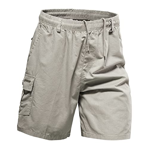 Celucke Cargo Shorts Herren Trainingsshorts Outdoor Kurze Hose Schnelltrocknend Viele Taschen Wanderhose Stretch Capri Radhose Leicht Atmungsaktiv Sommer Shorts Herrenshorts Wandershorts(Grau,4XL) von Celucke