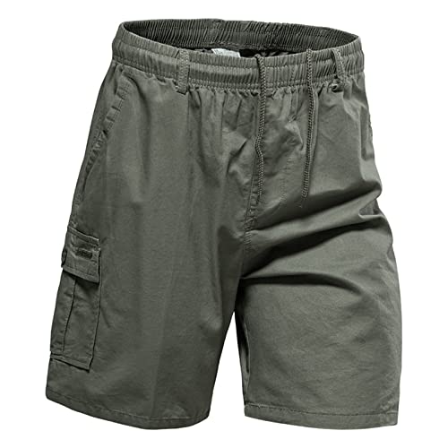 Celucke Cargo Shorts Herren Trainingsshorts Outdoor Kurze Hose Schnelltrocknend Viele Taschen Wanderhose Stretch Capri Radhose Leicht Atmungsaktiv Sommer Shorts Herrenshorts Wandershorts(Grün,4XL) von Celucke