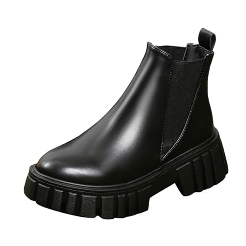 Celucke Damen Boots Winter Barfußschuhe Moon Boots Gefüttert Winterschuhe Winterboots Kurze Gummistiefel Cowboy Herbstschuhe Chelsea Boots Schwarz Kurzstiefel Stiefel von Celucke