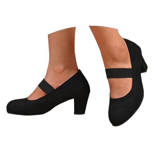 Celucke Damen Pumps mit Hohem Blockabsatz Party-Schuhe Elegant zum Hineinschlüpfen Riemchen High Heel Dirndl Halbschuhe Absatzschuhe Highheels Ballerina Trachtenschuhe für Oktoberfest von Celucke