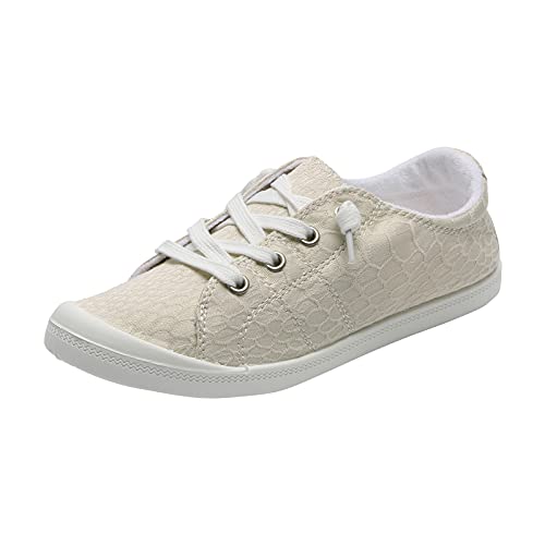 Celucke Damenschuhe Damen Flache Schuhe Sommer Leicht Halbschuhe Stoffschuhe Joggingschuhe Sneaker Low Einzelne Shoes Wanderschuhe Atmungsaktiv Schuhe(Beige,40) von Celucke