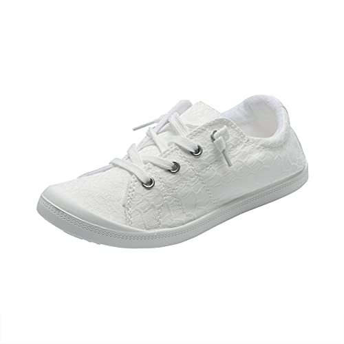 Celucke Damenschuhe Damen Flache Schuhe Sommer Leicht Halbschuhe Stoffschuhe Joggingschuhe Sneaker Low Einzelne Shoes Wanderschuhe Atmungsaktiv Schuhe(Weiß,37) von Celucke