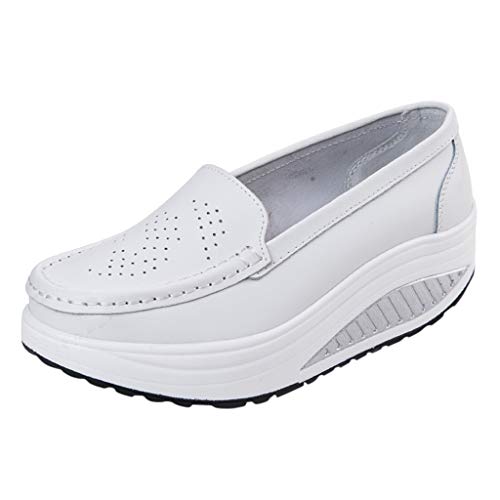 Celucke Damenschuhe Damen Sommer Flache Schuhe Leicht Halbschuhe Bequeme Outdoor Laufschuhe Joggingschuhe Sneaker Low Einzelne Shoes Wanderschuhe Atmungsaktiv Schuhe(Weiß,36) von Celucke