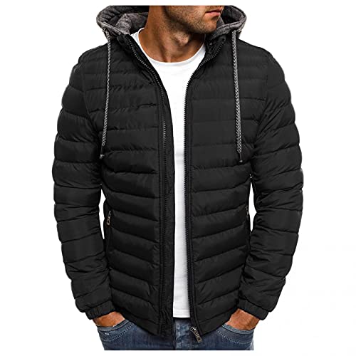 Celucke Daunenjacke Herren Leicht Steppjacken Mit Kapuze Winterjacke Daunen Tunnelzug Reißverschluss Kapuzenjacke Einfarbig Warmer Übergangsjacke Puffer Jacke von Celucke