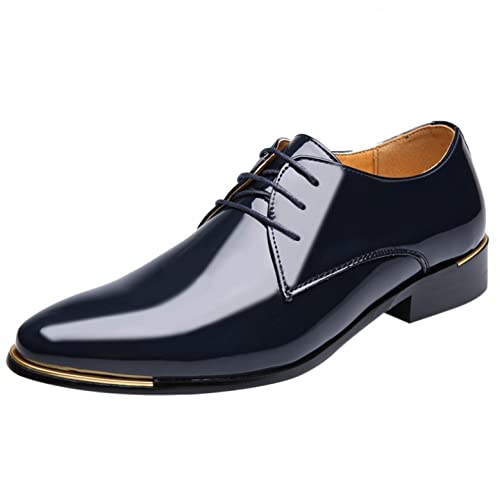 Celucke Derby-Schuhe Herren Schnürhalbschuhe Spitz Derbys in Kroko-Optik, Hochzeit Party Smoking Schuhe Männer Anzugschuhe Oxford Casual Schnürschuhe von Celucke