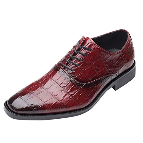 Celucke Derby-Schuhe Herren Schnürhalbschuhe Spitz Derbys in Kroko-Optik, Hochzeit Party Smoking Schuhe Männer Anzugschuhe Oxford Schnürschuhe Freizeitschuhe von Celucke