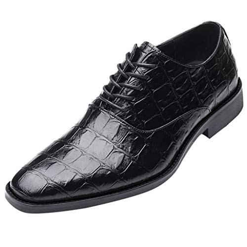 Celucke Derby-Schuhe Herren Schnürhalbschuhe Spitz Derbys in Kroko-Optik, Hochzeit Party Smoking Schuhe Männer Anzugschuhe Oxford Schnürschuhe Freizeitschuhe von Celucke