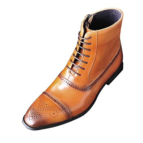 Celucke Derbys Schnürhalbschuhe Herren Spitz Anzugschuhe aus Lackleder, Casual Schnürschuhe Männer Lederschuhe Freizeitschuhe Hochzeit Business-Halbschuh von Celucke