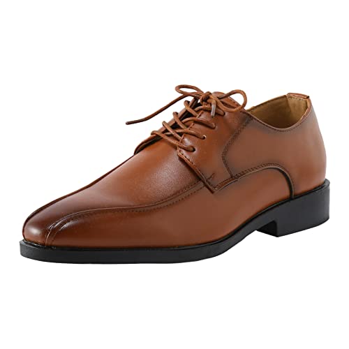 Celucke Derbyschuhe Herren Business-Halbschuh Schnürhalbschuhe Derbys Lederschuhe, Anzugschuhe Oxford Männer Hochzeit Freizeitschuhe Casual Schnürschuhe (Braun, 42 EU) von Celucke