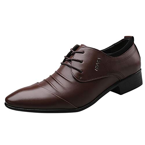 Celucke Derbyschuhe Herren Spitz Schnürhalbschuhe Anzugschuhe Oxford Männer Derbys Hochzeit Party Smoking Schuhe Lederschuhe Business-Halbschuh Schnürschuhe von Celucke