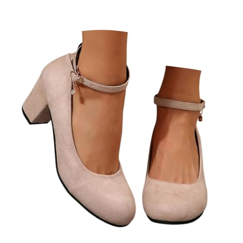 Celucke Dirndl Schuhe Damen Trachten Pumps Trachtenschuhe mit Absatz Chunky Tanzschuhe Brautschuhe Blockabsatz Ballerinas Elegant Schuhe Zum Dirndl Absatzschuhe Spangenpumps von Celucke