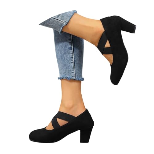 Celucke Dirndl Schuhe Damen Trachten Pumps Trachtenschuhe mit Absatz Chunky Tanzschuhe Brautschuhe Blockabsatz Ballerinas Elegant Schuhe Zum Dirndl Absatzschuhe Spangenpumps von Celucke