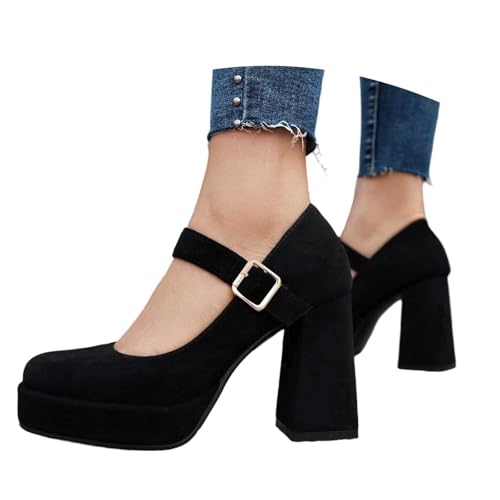 Celucke Dirndl Schuhe Damen Trachten Pumps Trachtenschuhe mit Absatz Chunky Tanzschuhe Brautschuhe Blockabsatz Ballerinas Elegant Schuhe Zum Dirndl Absatzschuhe Spangenpumps von Celucke
