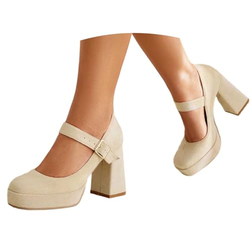 Celucke Dirndl Schuhe Damen Trachten Pumps Trachtenschuhe mit Absatz Chunky Tanzschuhe Brautschuhe Blockabsatz Ballerinas Elegant Schuhe Zum Dirndl Absatzschuhe Spangenpumps von Celucke