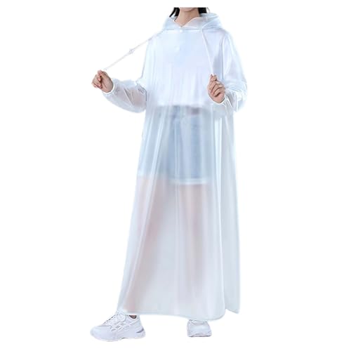 Celucke Einteiliger Regenmantel für Erwachsene langer Pullover Poncho Ganzkörper Regenschutz Regenponcho Wasserdichte Regencape mit Kapuze Tunnelzug Raincoat Handschutzhülle Fahrradjacke von Celucke