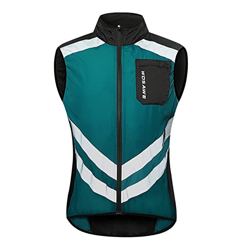 Celucke Fahrradweste Herren Winddicht Reflektierend Weste Funktions Laufweste Leichte Wind Radweste Windabweisend Windweste Reißverschluss Ärmellos Mountainbike Windjacke von Celucke