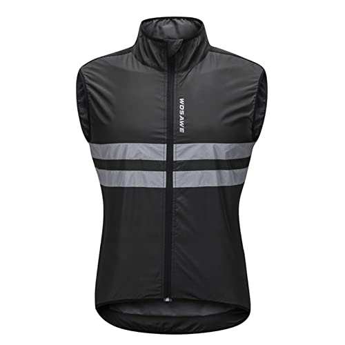 Celucke Fahrradweste Herren Winddicht Reflektierend Weste Stehkragen Leichte Laufweste Radweste Windabweisend Windweste Reißverschluss Ärmellos Reitweste Offroad Motorrad Mountainbike Windjacke von Celucke