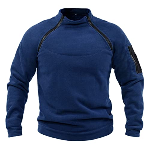 Celucke Fleece Pullover Jacke Herren Sweatshirt Sport Jumper Tops Army Winddichte Pullover Outdoor Sport Shirt Zipper Winter Warmes Pulli Top,3XL von Celucke