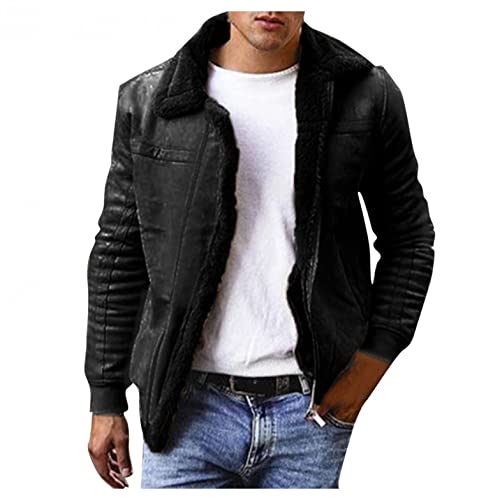 Celucke Fleecejacke Herren Fleece Jacke Reverskragen Plüschjacke Langarm Reißverschluss Vliesjacke Warm Winterjacke Wintermantel Plüschmantel von Celucke