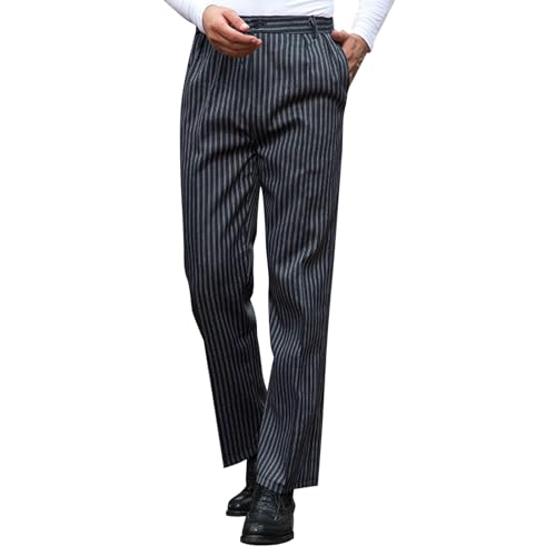 Celucke Freizeithosen für Herren Anzughose Gerade Hosen Baumwoll Businesshose Arbeitskleidung Gestreifte Hosen Stoffhose Chino Hose Casual Regular Fit Lang Pant von Celucke
