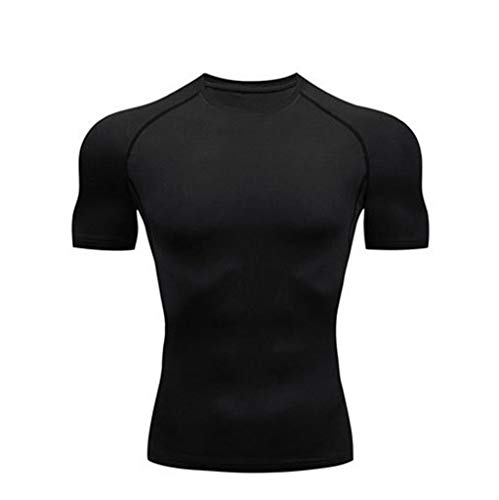 Celucke Funktionsshirt Herren Kompressionsshirt Kurzarm Laufshirt Muskelshirt Männer Sportshirts Atmungsaktiv Schnelltrocknend Trainingsshirt für Fitness Training Jogging (Schwarz, S) von Celucke