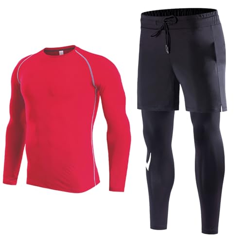 Celucke Funktionsunterwäsche Herren Set Sportunterwäsche, Sport Leggings Laufhose Funktionsunterhose Kompressionshose + Kompressionsshirt Unterhemd Funktionsshirt von Celucke