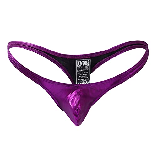 Celucke G-Strings Herren Lackleder Slips Gay Tanga Erotische Wäsche Männer Reizunterwäsche Mann Reizwäsche Schlüpfer Sport Hipster Unterwäsche (Violett, L) von Celucke