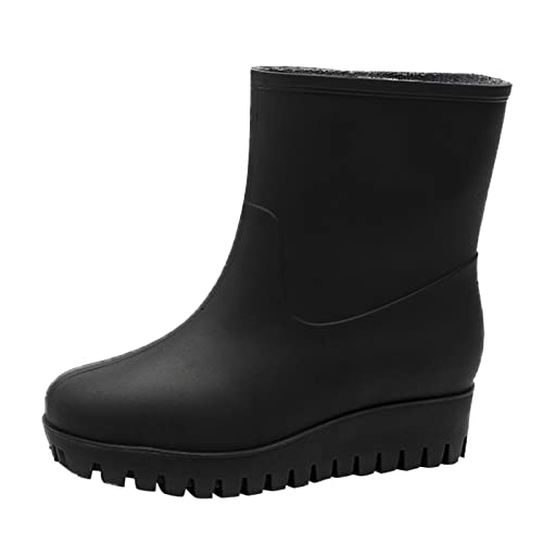 Celucke Gummistiefel Damen Regenstiefel Kurzschaft Regenschuhe Keilabsatz wasserdichte Schuhe rutschfest Winterstiefel Leicht Abwischbare Robuste Schuhe von Celucke