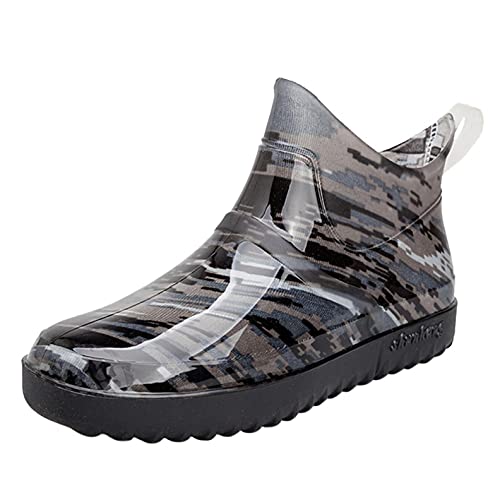 Celucke Gummistiefel Herren Kurz Wasserdicht Leicht Regenstiefel Rutschfest Gartenschuhe Casual Outdoor Stiefel von Celucke