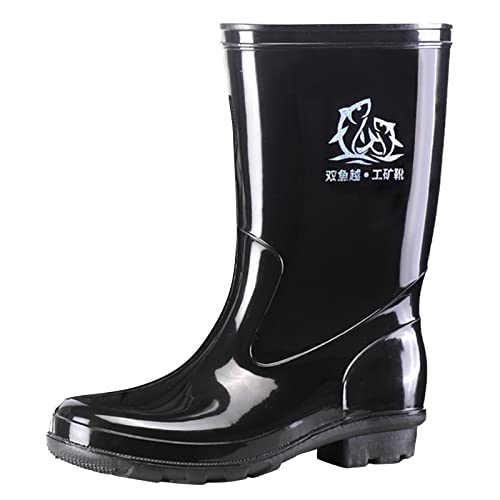 Celucke Gummistiefel Herren Lange Rutschfeste Regenstiefel PVC Stiefel Halbhoch Wasserschuhe Kunststoff Überschuhe Regenschuhe Langschaft Wasserdichte Stiefel von Celucke