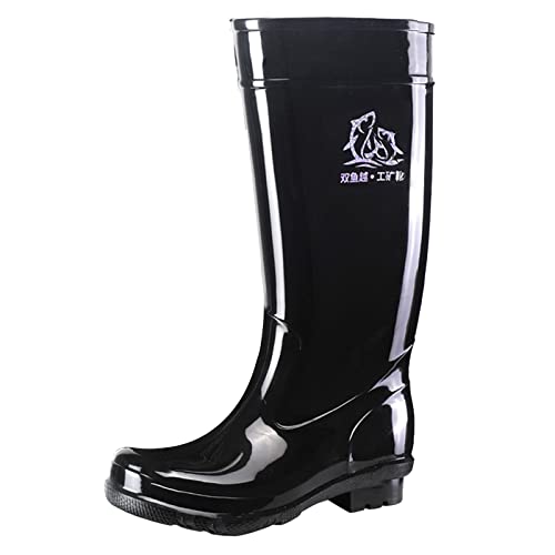 Celucke Gummistiefel Herren Lange Rutschfeste Regenstiefel PVC Stiefel Halbhoch Wasserschuhe Kunststoff Überschuhe Regenschuhe Langschaft Wasserdichte Stiefel von Celucke