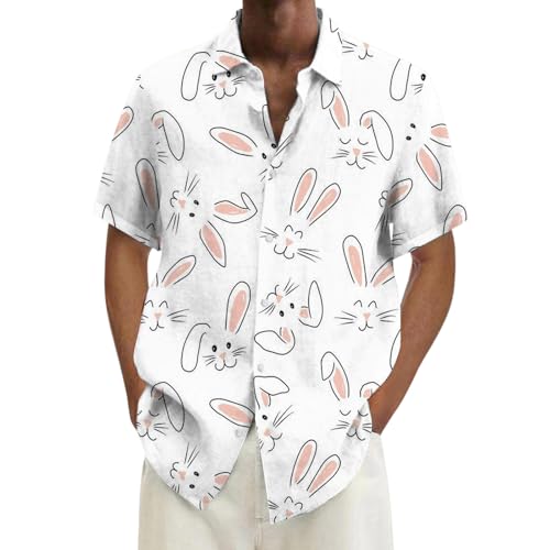 Celucke Hemd Herren Lustig Ostern Osterhemd Edel Tshirt Lustig Ostern Kurzarm Sommerhemd Lustig Osterhase Osterei Muster Kurzarmshirt Men Shirts Süssigkeit Hemden Ostern Tops von Celucke