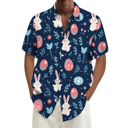 Celucke Hemd Herren Lustig Ostern Osterhemd Herren Edel Tshirt Herren Lustig Ostern Kurzarm Sommerhemd Lustig Osterhase Osterei Muster Kurzarmshirt Men Shirts Süssigkeit Hemden Ostern Tops von Celucke