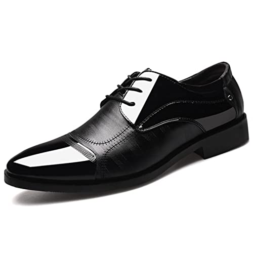 Celucke Herren Anzugschuhe Business Oxford Schuhe, Lederschuhe Schnürhalbschuhe Smoking Lackleder Hochzeit Derby Leder Brogue Schwarz Braun 38-47 von Celucke