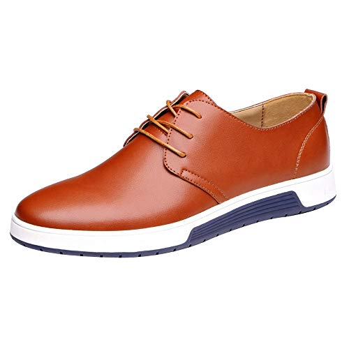 Celucke Herren Anzugschuhe Oxford, Lederschuhe Derby Schuhe Business Casual Budapester Schnürschuhe Khaki, Kaffee, Braun EU40-48 von Celucke