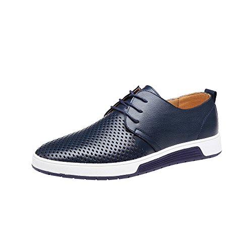 Celucke Herren Anzugschuhe Oxford, Lederschuhe Derby Schuhe Business Casual Budapester Schnürschuhe Schwarz Navy Braun EU40-48 von Celucke