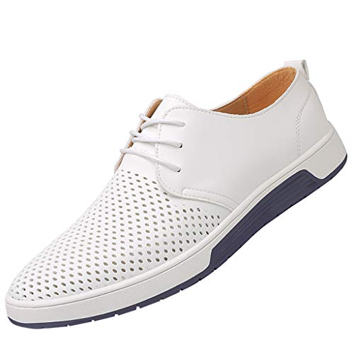 Celucke Herren Anzugschuhe Oxford, Lederschuhe Derby Schuhe Business Casual Budapester Schnürschuhe Schwarz Navy Braun EU40-48 von Celucke