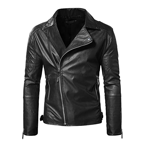 Celucke Herren Bikerjacke Lederjack mit Kapuze Slim Fit,Männer Winterjacke Herbst Winter Skinny Mode Jacke von Celucke