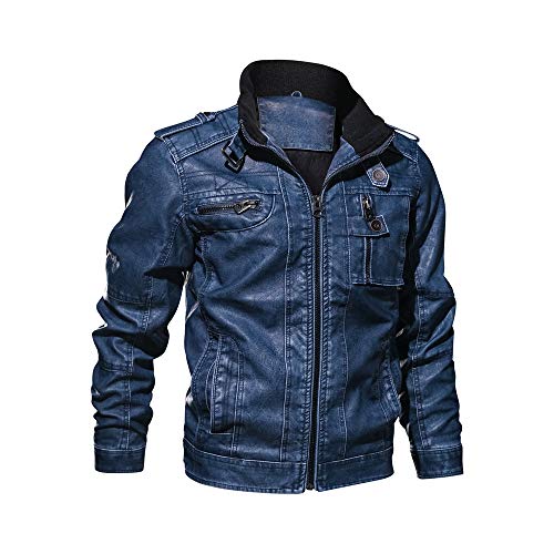 Celucke Herren Bomber Jacke Lederjacken aus Kunstleder Vintage Slim Fit,Männer Winterjacke Bikerjacke Übergangsjacke von Celucke